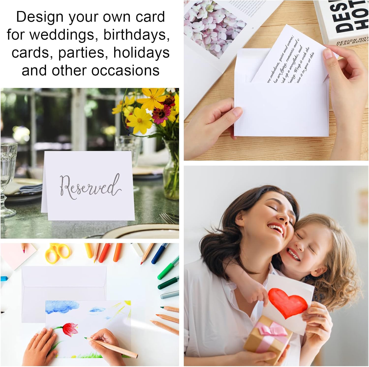 Blank Cards and Envelopes 4x6, 30 Pack White Invitation Cardstock with 30 Pack Envelopes, Thank you Blank Greeting Cards, for All Occasions DIY, Print custom